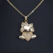 18k Layered Real Gold Filled Children Set Necklace Pendant Earrings Kids set 18"
