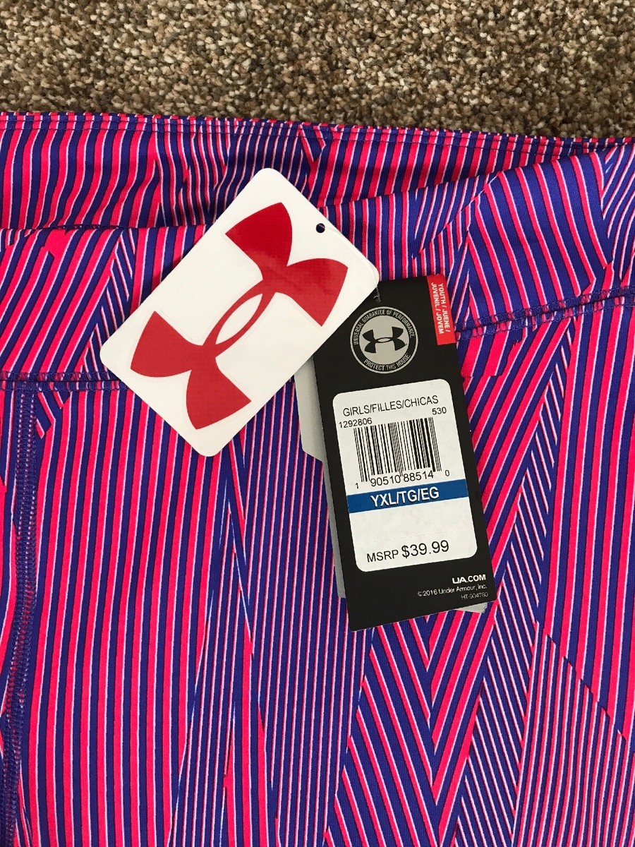 NWT Girl's UNDER ARMOUR Purple Pink Patterned Athletic Tights