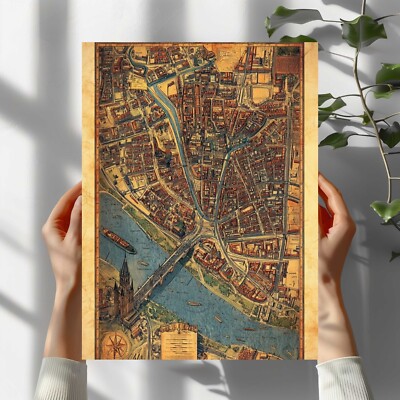 Frankfurt City Map Premium Poster Schöne Wanddeko Dekoration in 40X30 cm