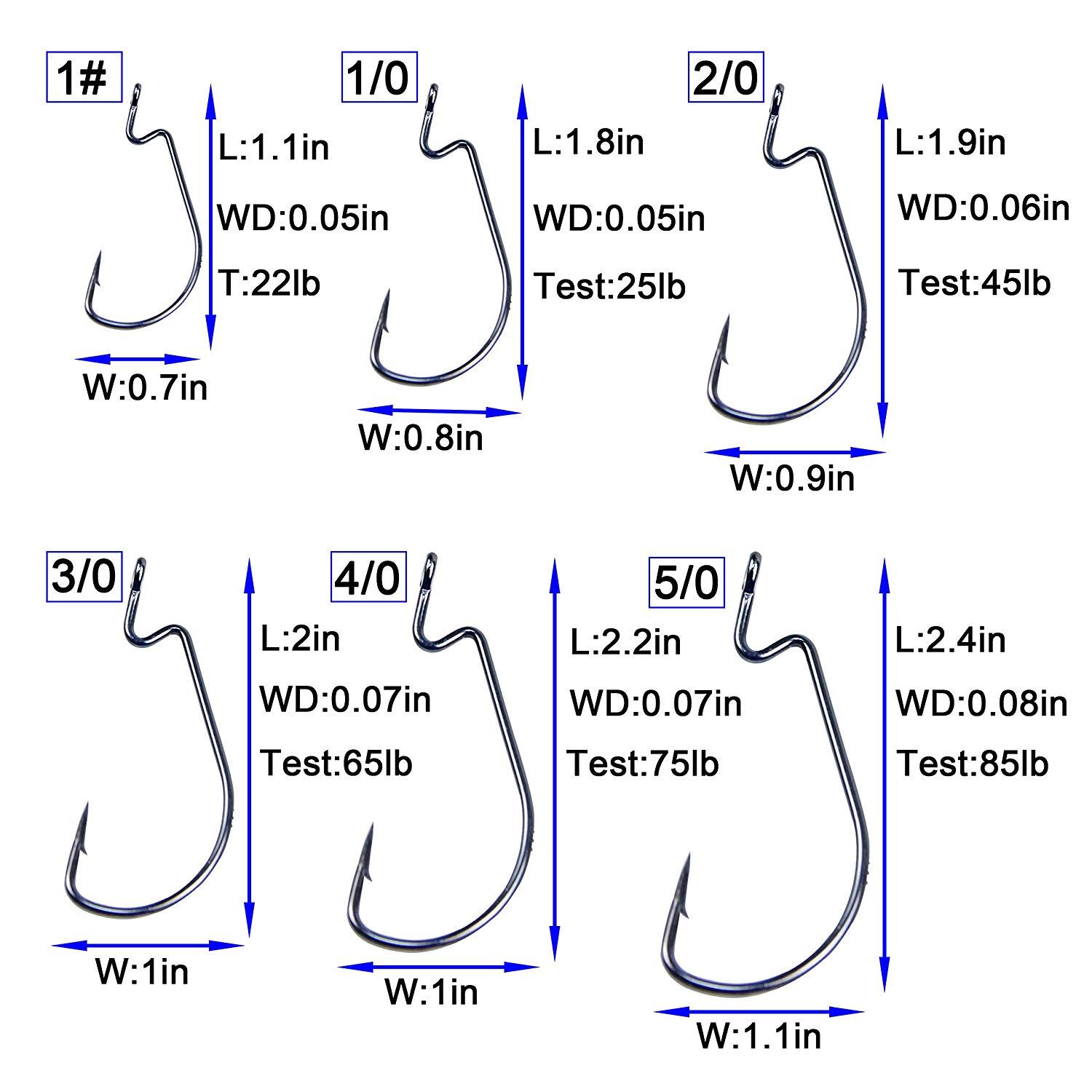 Worm Hooks Jig Fishing Hooks 38105 3X High Carbon Steel Black Fish Hook