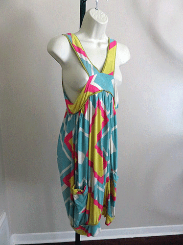 NWT T-Bags Dress Stretchy Knit Colorful Print Sleeveless Size S NWT - Picture 2 of 6