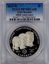 2013-W GIRL SCOUTS Silver Dollar PCGS  PR70💥FLAWLESS QUALITY💥