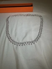 12 MM 22 Inch Cuban Necklace Mossanite! Diamond Tester Approved!