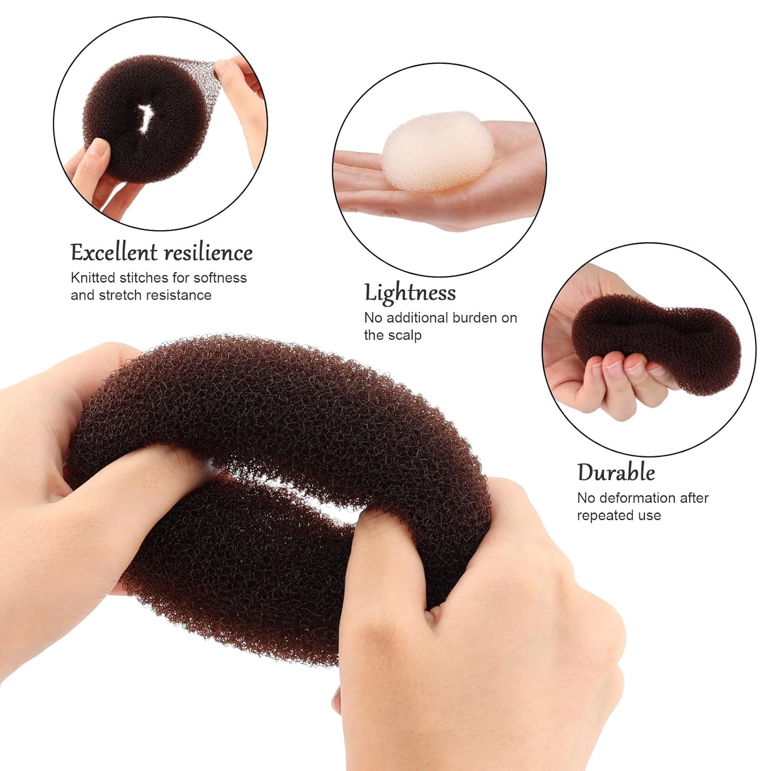 HOFASON Hair Bun Maker Donut 12 Pcs, Medium Sock Brown-12Pcs-Size M 