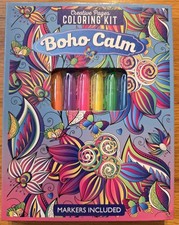 Creative Pages Coloring Kit Book Set - for Adults Relaxation with Markers  NEW 
