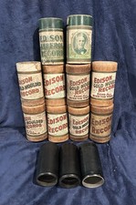 Collection of 10 Antique Edison Cylinder Containers, 3 With Records
