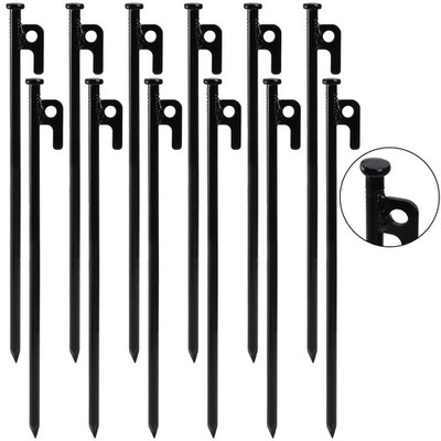 12 Pack Tent Stakes, 12 Inch Heavy Duty Forged Steel Tent Pegs, Non-Rust Meta...