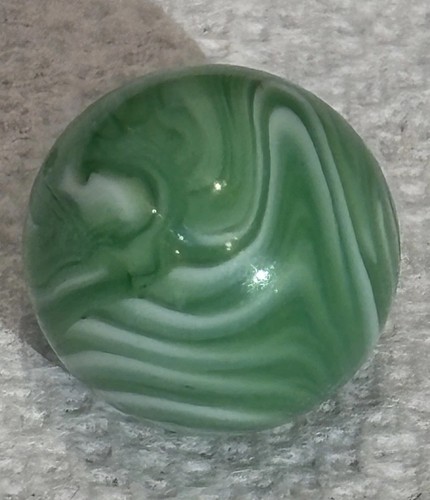RARE Ancienne flamme en marbre agate d'allée Pennsboro vert blanc 0,61" - Photo 4 sur 7