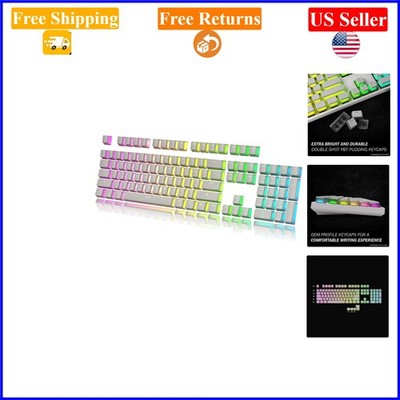 112-Key White Double Shot PBT Shine Through Keycaps for MX Switches