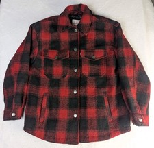 Levis Mens S Trucker Jacket Plaid Coat Red Black Quilted Barn Chore Pockets