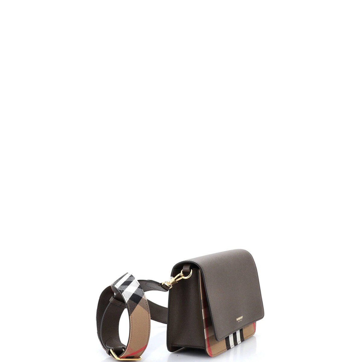 Burberry Mackford Shoulder Bag Leather and House Check Canvas