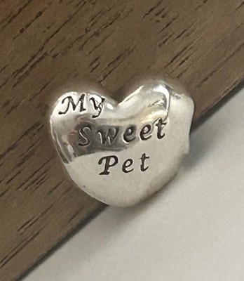 S925 Sterling Silver  Charm Cute My Sweet Pet Paw Print Bead  Charm Animal Lover