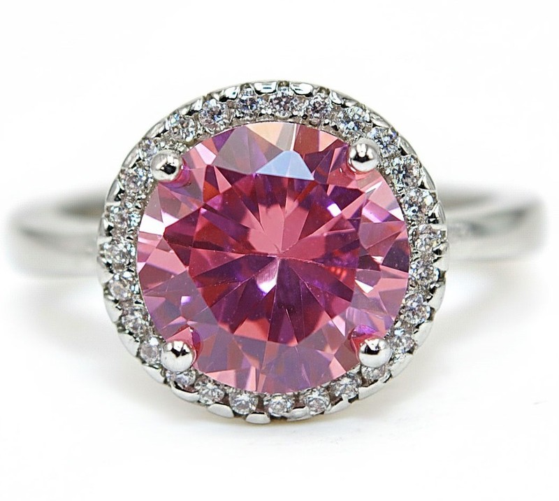 3CT Heat Treated Pink Topaz 925 Genuine Sterling Silver Ring Sz 9 MM5-7