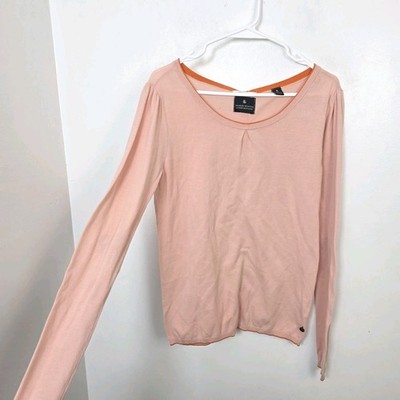 Maison Scotch Light Pink Lightweight Preppy Heart Elbow Patch Sweater Size L