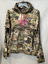 NWOT Under Armour UA Hunt ColdGear Camo Pink Sweatshirt SZ Large Funnel Neck