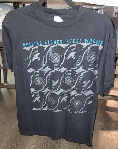 Rolling Stones Steel Wheels North American Tour 1980s vintage concert t-shirt, vintage, size L, single stitch, B+ condition