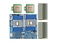 Gigabyte MZ73-LM0 Rev. 2  With 2x AMD EPYC 9754 , 8X32GB 4800MHZ RAM, 2 xCooler
