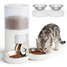 6L Automatic Cat Feeder for 2 Cats, Timed Pet Food Dispenser with 2 Stainless...