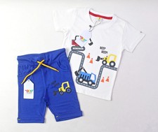 Kids 2-Piece Truck Print Outfit Shirt  Shorts Set Unisex
