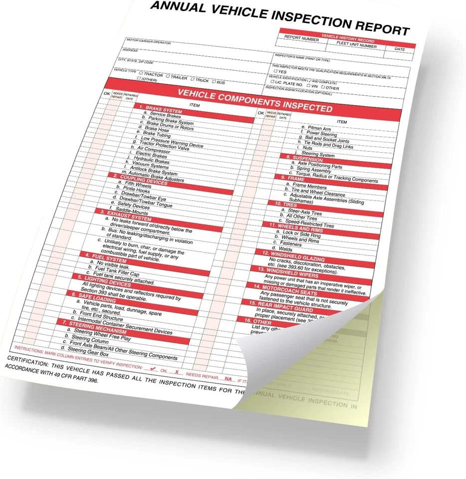 Annual Vehicle Inspection Kit: 25 Carbonless Forms & 25 Aluminum Labels Included - Image 4 of 4