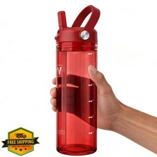 wawahydro 20oz Kids Water Bottle Clear Straw Leakproof True Red