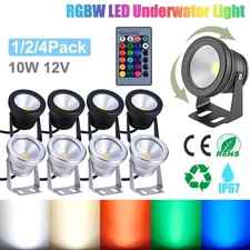 Waterproof 10W 12V RGB LED Light Fountain Pool Pond Spotlight Underwater Light