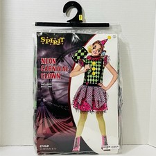 Spirit Halloween Neon Carnival Clown Costume Child Size 8-10