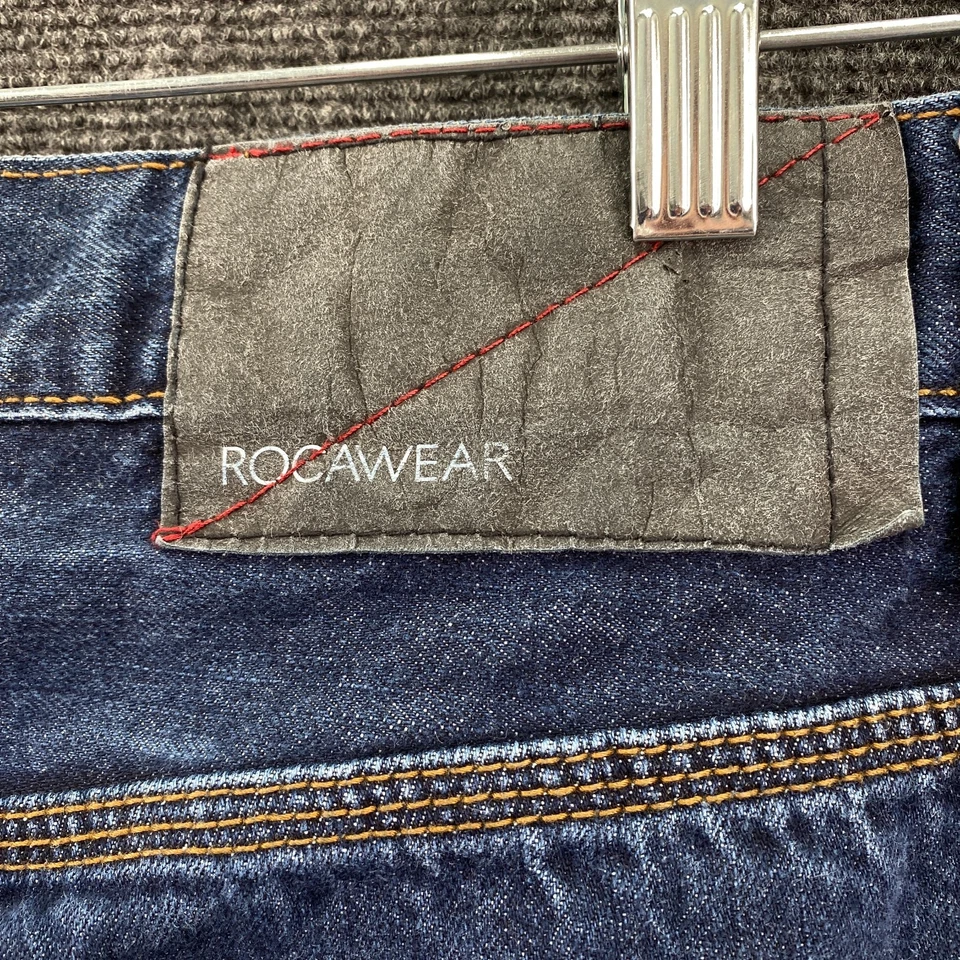 Rocawear Mens W36 Classic Fit Straight Jeans Dark Blue Denim Mid Rise Zip Fly - image 4 of 4
