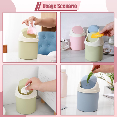 Sicheii2 Stück Tischmülleimer Mit Deckel & 4 Rollen Müllsäcke, Desktop Mülleimer - Bild 4 von 12