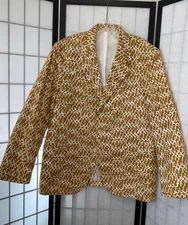 NEW Vintage 1960s Sandwich Isles Men's R42 M-L Fish Hook Allover Cotton Blazer