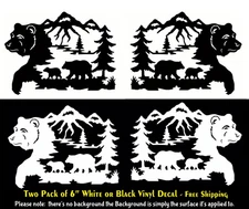 Bear Family Wildlife Two Pack 6" Vinyl Decal Car Window Tumbler Laptop Tablet