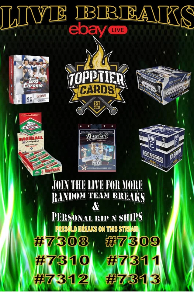 TUESDAY AFTERNOON BREAKS W/NICK-2025 & 2026 TOPPS AND PANINI BASEBALL