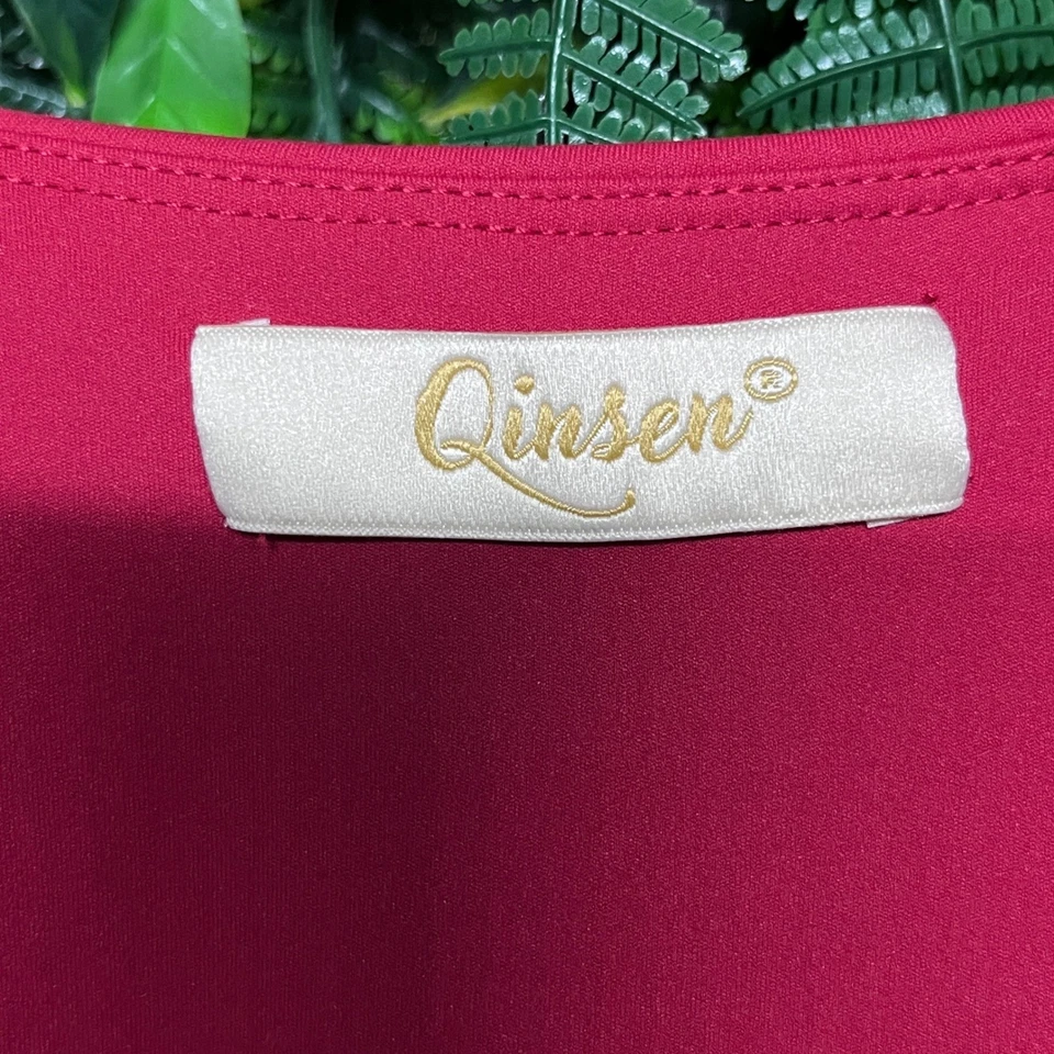 Vestido Tenis Qinsen Pequeño Rojo Cuello Cuadrado Plisado Ajuste Atlético Acampanado Mini 3375 Foto 4 de 4