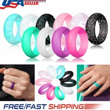 10 Pcs/Set Silicone Wedding Ring Modern Rubber Band Durable Size 5 6 7 8 9 USA