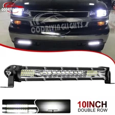 10inch Slim LED Work Light Bar Single Row Spot Flood Offroad Driving ATV 4WD SUV