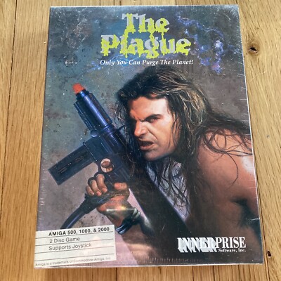 SEALED! Rare Amiga The Plague Disk Software Boxed 1990 Innerprise Big Box