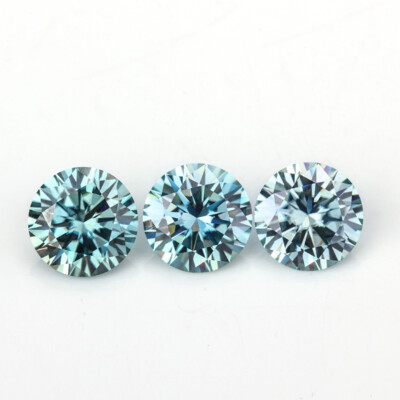 Light Blue Color VVS1 Round Cut Moissanite Stone Loose Gemstone With Certificate