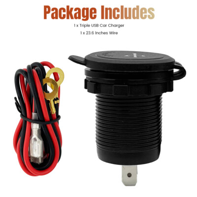 12V-24V Dual USB QC 3.0 + PD Car Fast Charger Socket Power Outlet LED Waterproof