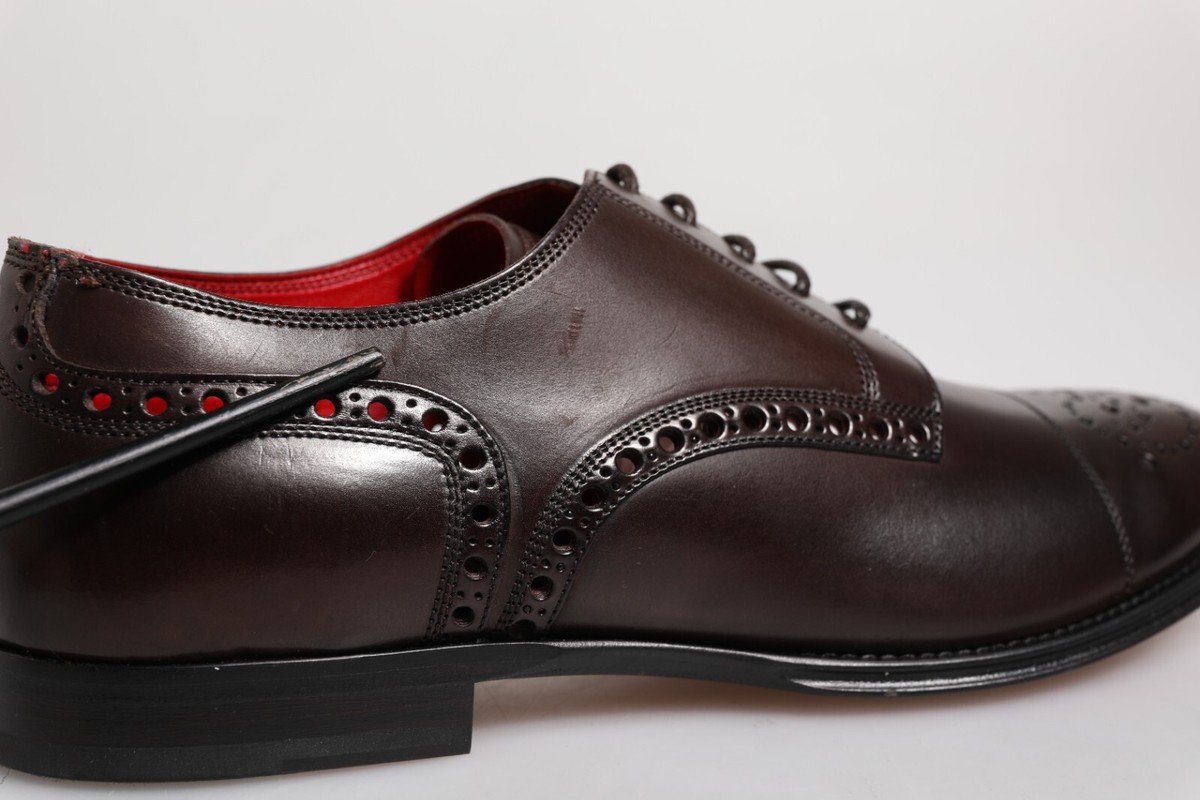 DOLCE & GABBANA Shoes Maroon Calfskin Leather Derby Men 