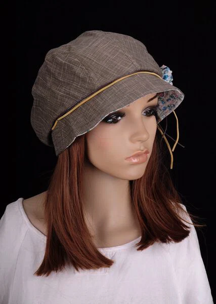 JM265 Belleza Azul Flor Algodón Sombrero Ala Redonda Gorra Cloche Verano Otoño Elegante Foto 2 de 4