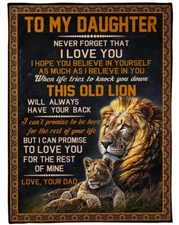 Lion Dad To My Daughter Never Forget That I Love You Fleece Blanket Gift Xmas