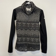 Nike Dri Fit Funnel Small Cowl Neck Pullover Sweatshirt Black Thumb Holes