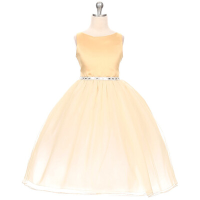 GOLD Size 14 Flower Girl Dress Birthday Bridesmaid Formal Dance Recital Party