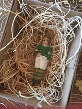 New 3D Dresden Paper Christmas Ornament Mini Old Fashioned Football Player 2" Hi