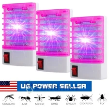 3 Plug & Play Electric Mosquito Fly Gnat Bugs Insect Zapper LED Attractant Lamp
