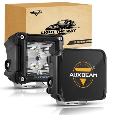 AUXBEAM 3''inch LED Driving Light Bar SPOT Pods Work Lamp & Black Cover Shield