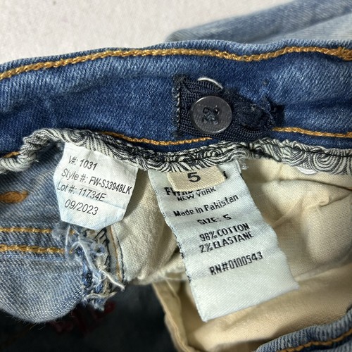 FWRD Denim Jeans Kid’s 5 Blue Denim Red Embroidery ‘Sinners N Saints’ Distressed - Picture 8 of 13