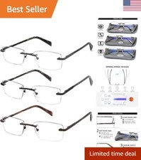 Reading Glasses for Men - Rimless Eyeglasses - Eyestrain/Computer Glare