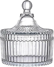 Glass Candy Storage Box Clear Sugar Dish with Lid Crystal Covered Candy Bowl Apo
