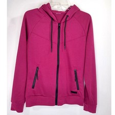 Southpole Violet Pink Hoodie Black Accents Zip Front Long Sleeve Pockets Urban